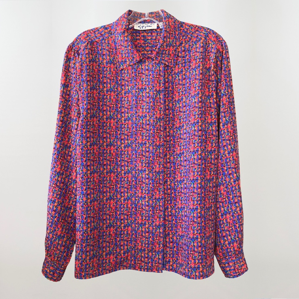 GIVENCHY Vintage 1980’s Colorful Abstract Blouse